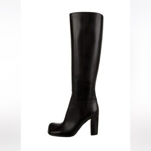 Bottega Veneta Black Calfskin Leather Storm Knee High Boots, size 40.5